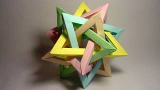 Origami Five Intersecting Tetrahedra complete assembly [upl. by Akener532]