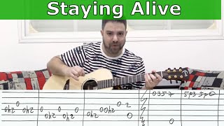 Fingerstyle Tutorial Stayin Alive FULL Instrumental  Guitar Lesson w TAB [upl. by Mashe]