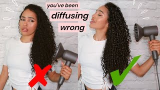 HOW TO DIFFUSE CURLS IN 10 MINUTES NO FRIZZ NO SHRINKAGE [upl. by Esened]