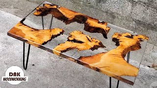 Epoxy Resin Table Art  Wood Projects  DAK Woodworking [upl. by Pachston982]