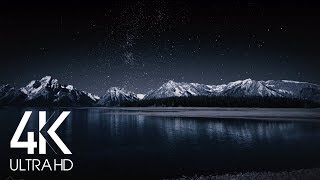 8 Hours Nighttime Ambience  4K Grand Teton and Milky Way  Nature soundscapes [upl. by Reg675]