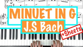 How to play MINUET IN G  JS Bach Petzold Sheet Music Piano Tutorial [upl. by Bern]