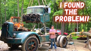 1957 Autocar Truck Restoration Removing Cab amp Transmission Damage [upl. by Bambie]