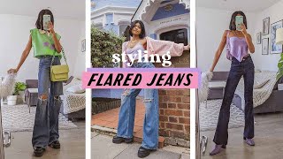 10 ways to style flared jeans 💗🍭 [upl. by Willet]