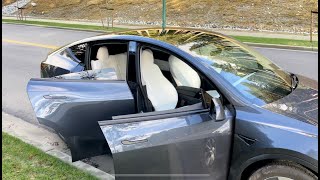 Real life 2021 Tesla Model Y WHITE INTERIOR review NO TALKING [upl. by Yennek]