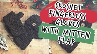 Fingerless Gloves with Flap Crochet Fingerless Mittens Crochet Mittens Beginner Tutorial [upl. by Gibrian]