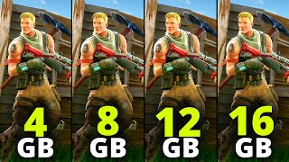 Fortnite  4gb vs 8gb vs 12gb vs 16gb  Ram Test [upl. by Vardon]