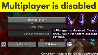 Fix minecraft multiplayer is disabled please check your microsoft account settings [upl. by Airdnal506]