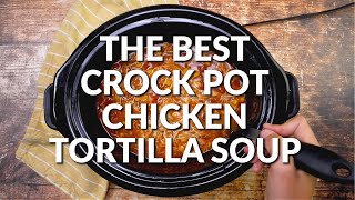 How to make THE BEST CROCK POT CHICKEN TORTILLA SOUP [upl. by Reinnej]