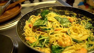 Vapianos Gamberetti e Spinaci ASMR 4k video Creamy Spinach amp Prawn pasta [upl. by Means]