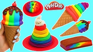 Play Doh Rainbow Swirl Desserts [upl. by Aitsirhc]