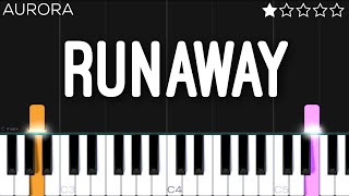 AURORA  Runaway  EASY Piano Tutorial [upl. by Nesral]