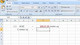 Excel Formula Acre  Meter sq [upl. by Aniluj]