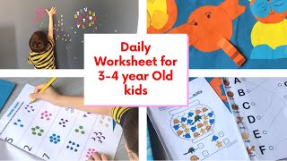 20 DIY Daily Practice Worksheets for 3 amp 4 Year Old Kids Toddler LKG Nursery Preschool Kids [upl. by Llerol]