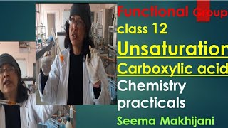 Test for unsaturation amp Test for Carboxylic group Class 12 Chemistry Practicals by Seema Makhijani [upl. by Malorie]