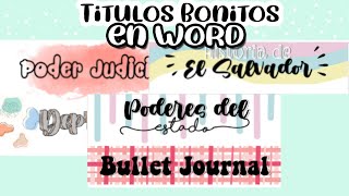 como hacer TITULOS BONITOS en WORD [upl. by Niar]