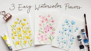 3 EASY beginner friendly watercolor flower doodles [upl. by Paderna744]