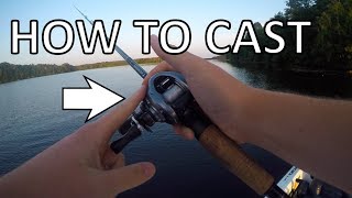 How To Cast A Baitcaster Fishing Reel for beginners NO BACKLASH [upl. by Daegal]