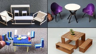 5 Easy Miniature Furniture  Table amp Chairs 3  DIY amp Crafts ideas [upl. by Tnafni]