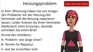 Prüfung B1 DTZ Brief Schreiben  Heizungsproblem  B1 [upl. by Fredrika766]