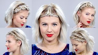 5 Braided Headbands For Short Hair Tutorial  Milabu [upl. by Acirretahs]