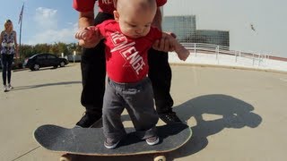 Babys First Time On A Skateboard [upl. by Nahij]