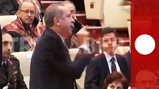 Video Angry Erdogan lashes out during speech by top lawyer in Turkey [upl. by Macomber]