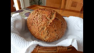 NoKnead Sunflower Seed Honey Whole Wheat Bread updated… super easy… no machines [upl. by Avera]