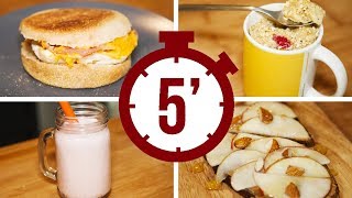 PETIT‑DÉJEUNER  4 RECETTES À FAIRE EN 5 MINUTES [upl. by Yeliac]