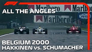 Hakkinen Surprises Schumacher With Double Overtake  All The Angles  2000 Belgian Grand Prix [upl. by Ihsar633]