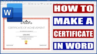 How to make a Certificate in Word  Microsoft Word Tutorial [upl. by Ludlew]