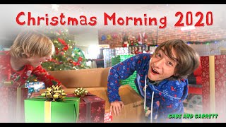 Christmas Morning Opening Presents  2020  Gabe and Garrett 4K [upl. by Ahsitneuq]