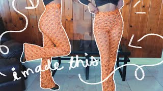 DIY flared pants easy how to transformation [upl. by Ailadgim]