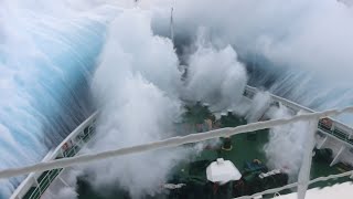 Ship in Storm  Cruise Ship Climbing Up Big Waves [upl. by Ttihw]