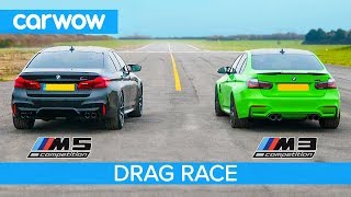 BMW M5 Comp v BMW M3 Comp  RWDmode DRAG RACE ROLLING RACE amp BRAKE TEST [upl. by Ailisab892]