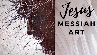 How to paint Jesus Christ step by step Jesus Messiah Acrylic Painting in Black and White [upl. by Ellennaj]