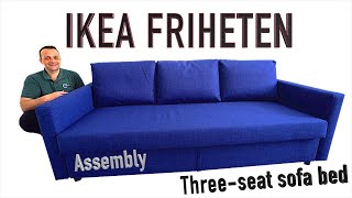 IKEA FRIHETEN Three seat sofa bed Assembly instructions [upl. by Calvinna]