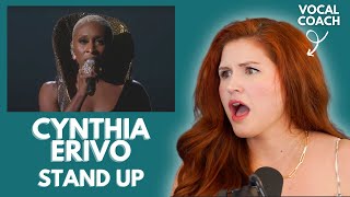 CYNTHIA ERIVO I quotStand Upquot I Vocal Coach Reacts [upl. by Rennane]