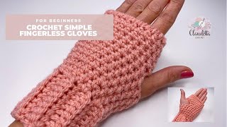 CROCHET simple FINGERLESS GLOVES [upl. by Yahsan]