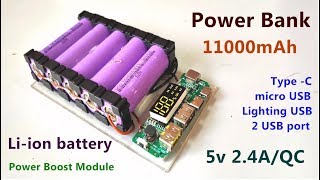 DIY  11000mAh Mobile Power Bank 5V 24A  QC  Multiple Mobile Charger  POWER GEN [upl. by Alfons]