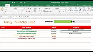 Daily Activity Tracker in Excel [upl. by Herrle]