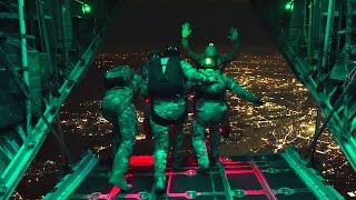 Air Force Special Operations Night Jump – Static amp HALO Jumps Out Of C130H [upl. by Barbra]