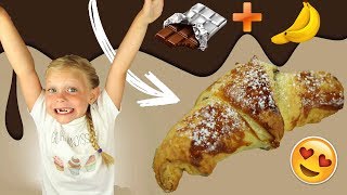 ♡• RECETTE PETIT DÉJEUNER CROISSANT CHOCOLAT BANANE  FACILE ET RAPIDE •♡ [upl. by Aissyla]