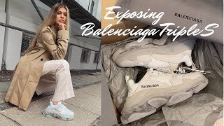 EXPOSING THE BALENCIAGA TRIPLE S SNEAKERS  REVIEW amp UNBOXING [upl. by Ellehcin]