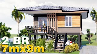 Elevated Small House Design 7x9 56 SQM FULL PLAN [upl. by Walrath]