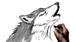 How to Draw A Howling Wolf  Step by Step [upl. by Annayt]