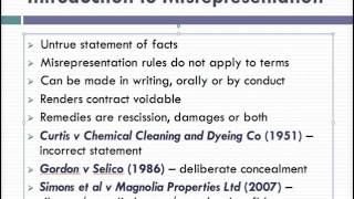 Misrepresentation Lecture 1 of 4 [upl. by Cymbre]