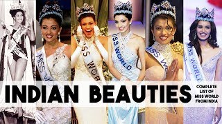 Indian Beauties  Complete list of Miss World from India  Crowning moment and Best answers [upl. by Vez491]