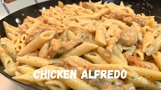 Lazy Creamy Chicken Alfredo Pasta Recipe  Alfredo From A Jar [upl. by Valli]