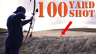 100 Yards Long Range shooting PRIMITIVE recurve bow [upl. by Lamb]